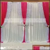 Party Decoration 10Ftx20Ft Luxury Sequin Edge Wedding Backdrop White Curtain With Swags Stage Birthday Wall Decoratons Props Drop Del Dhwoq