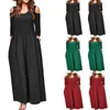 Casual Dresses 2022 Summer Women's Off Shoulder Solid Color rakt l￥ng￤rmad elegant kl￤nning maxi vestidos