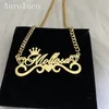 Подвесные ожерелья aurolaco пользовательское название с короной персонализированной кубинской цепной цепной из нержавеющей стали намелька для женщин подарок 220921