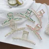 Drops Oil Beads T Word Ribbon Hair Clamps Clip Twist Contrast Color Alloy Hair Claws Women Large Hairpins Length 11.2 CM Headdress Scrunchies Jewelry