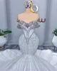 ASO 2022 Arabiska EBI Mermaid Wedding Dresses Sparkly Crystals Pärlade spets brudklänningar klänning ZJ566