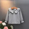 Autumn New Fashion T-shirts Baby Kid Girl Pullover Långärmblomma Neck Blusa Bomull