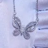 Médaillons papillon pendentif Cz pierre couleur argent fête mariage Necalace pour femmes bijoux de mariée cadeau