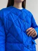 Women Down Parkas Cnlalaxury Spring Blue Women Parka Fashion Warm Cotton Long Rleeve Płaszcz Zapip Oneck Kobieta swobodna warstwowa przestrzeń Chic Tops 220921