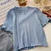 Women's Blouses Casual Summer for Women O-Neck Short Sleeve schroefdraad Tops Rietige Selvedge Shirts Sweet Woman Blusas Drop