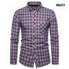 Camisas casuais masculinas Blusa de roupas de roupas azul gradiente listrado Men camisa de vestido Tops Business Plaid Prind Mangas longas CAMISA SOCIAL MASCULINA 220920