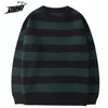 Męskie swetry Vintage dzianin Sweater mężczyźni kobiety HARAJUKU Casual Cotton Pullover Tate Langdon Sweter w tym samym stylu Green Striped Tops Autumn 220921
