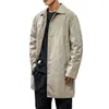 Vestes pour hommes printemps simple boutonnage moyen-long trench-coat mâle couleur unie kaki coupe-vent grande taille 4XL 5XL 220920