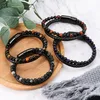 Rijen streng vulkanische natuursteen tijger oog kralen armband lederen armbanden polsband bangle manchet voor mannen vrouw mode sieraden cadeau