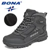 Zapatos de seguridad BONA Diseñadores Marca Botas de felpa de invierno Hombres Warm Snow Tobillo Hombre Zapatillas de cuero de acción de alta calidad Mansculino 220921