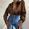Satin Long Sleeve Blouses Women Tops 2022 Vintage Blue Green Silk Shirt Casual Loose Button Up Female Shirts Fashion Tops