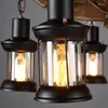 Pendant Lamps 6 Heads Retro Industrial Chandelier For El Homestay Cafe Restaurant Bar Distressed Solid Wood Iron Art Lighting Fixture