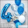 Party Decoration 12Pcs Blue Number Foil Latex Balloons Happy Birthday Kids My 1St 1 One Year First Boy Girl Supplies Drop Delivery 20 Dhnyb