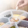 Storage Bottles 6-Grid Round Rice Dispenser Rotating Container Dry Food Box Large Bucket