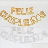 パーティーの装飾フェリズカンプローナスレターバナーゴールドシエスペイン語お誕生日おめでとうアルファベット旗バンティングデコレーションドロップ配達2021 dhudo