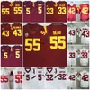 13 Калеб Уильямс USC College Footbalt Jersey 42 Ронни Лотт 3 Маркус Аллен Уайт 32 OJ Simpson Red 55 Junior Sea 5 Реджи Буш Менс Джерси Джерси