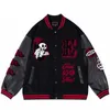 Herenjassen Varsityjacket Heren Streetwear Skeletborduurwerk Baseballjack Los Casual Bovenkleding Bomber Heren 2022 Winter 28