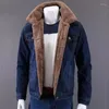 Men's Jackets Large Size S-6XL 112kg 2022 Big Faux Fur Collar Jean Winter Men's Warm Denim Coats Male Fleece Thicker