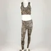 Gymkläder 2022 Feminino Summer Sexig Leopard Tryckt Yoga kostym Crop Top Slim Women Sports Set Hip Push Up Pants