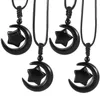 Pendentif Colliers TUMBEELLUWA Guérison Noir Obsidienne Étoile Lune Collier Réglable Corde Chaîne Vintage Bijoux Pour Mode Woemn Hommes