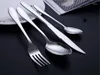 Flatvaruuppsättningar 16st Plain Western Table Silver Silver Set Mirror Knife Spoon Fork Eck Cinns Bestick som serverar 4 personer