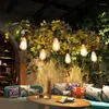 Pendant Lamps Multiple Heads Simulation Green Cherry Blossoms Wheel Chandelier For Bar Restaurant Cafe Lighting Fixtures Lamp