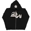 Herren Hoodies Y2K Männer Mode Star Graphics Print Kapuzenpullover Sportmantel Gothic Grunge Übergroße Damen Zip Up Jacke