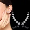 Ryggar örhängen 925 Sterling Silver Four Seven Stars Zirconia Clip for Women Ear Cuff Boucle D'Oreille Femme Wedding Party Gift