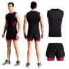 Running Sets Summer Sports Suit Men's Stretch Moisture-wicking Tight-fitting Quick-drying Vest Double-layer Shorts Active Wear Men