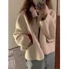 Mulheres jaquetas misturas mulheres lã kawaii primavera inverno lazer moda allmatch estilo japonês outwear chique manga longa quente 220921