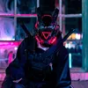 Parti Masques Triangulaire Lumière Froide Cyberpunk Masque Cosplay Sci Fi Équipement Musique Festival Accessoires Adulte 220920