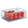 Bouteilles de stockage en plastique empilable cuisine garde-manger armoire réfrigérateur congélateur boîte à nourriture avec couvercle Organisation pour les fruits/