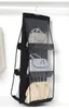 Förvaringslådor 6 Pocket Foldbar Hanging Bag 3 Lager Folding Shelf Purse Handbag Organizer Door Sundry Hanger Closet