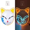 Party Masks Halloween El Color Neon Cosplay LED świecące anime kota blask w ciemnym DJ Club Props 2209202980249