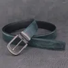 Kemerler Yüksek kaliteli gri kemer tasarımcısı Erkekler Orijinal Deri Mat Pim Toka Sıradan Ceinture Homme