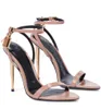 24S Lady Sandal Padlock Naked Sandal Luxury Brands Gold Heel -Heel Shiny Nappa Leather Pointy Wedding Party Dress Pump Ankle Strap With Box