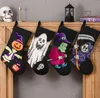 Halloween-Dekoration Socken mit Totenkopf-Geisterdruck Geschenktüte Horrorszene Dekor Sockenanhänger Event Party Supplies RRB15603