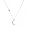 Pendant Necklaces Women's Classic Moon Star Choker Necklace Stainless Steel Gold Silver Long Chain Jewelry Simple