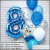 Decoração de festa 12pcs Número azul FOIL Balões de látex Feliz aniversário filhos meu 1º 1 ano de um ano First Boy Girl Supplies Drop Delt 20 DHNYB