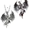 قلادة قلادة أزياء Pappas Evil Angel Necklace Retro Silver Wing Clavicle سلسلة مجوهر