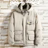 Piumino da uomo Parka da uomo 2022 Inverno Uomo Parka Grandi tasche Giacca casual con cappuccio Tinta unita Uomo Addensare Cappotto caldo Outwear Cappotto antivento