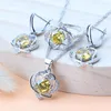 Necklace Earrings Set Women Bridal Yellow Zircon Luxury Wedding Jewelry Charm Bracelets Stones Rings Pendant Ladies