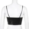 Women's Tanks Women Leather Bra Tops Gothic Corsage Sexy Club Sleeveless Camisoles Casual Wear Slim Crop Top Spaghetti Straps Camis