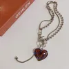 Pendant Necklaces 12pcs/lot Vintage Punk Choker Female Color Coloured Glaze Big Heart Necklace Pearl Clavicle Chain For Hip Hop Women
