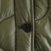 Womens Down Parkas Army Green Oversize quiltad jacka Kvinna Vinter Fall bomull vadderad kappa Löst casual ingen krage mode outwear Stylish Chic 220921