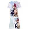 Herrtr￶jor boku ingen hj￤lte akademia t-shirt 3d tr￤ning anime tv￥ bitar set tshirt shorts harajuku s￥ todoroki kl￤der kvinnor m￤n