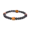 Mode 6 mm natuurlijke zwarte lava steen matte zwarte kraal strengen armband vierkant amethist aventurine tijger eye armbanden voor vrouwen mannen sieraden