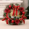 Decorative Flowers Christmas Wreath Round Sequined Floral Bowknot Leaf Festival Hanging Table Decoration