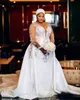 2022 Arabic Aso Ebi Mermaid Wedding Dresses Lace Crystals Beaded Sheer Neck Bridal Gowns Dress ZJ566