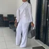 Ternos femininos Moda Moda Casas Pants Tipo longo comprimento do piso Roupa de escritório de cores sólidas de cintura alta